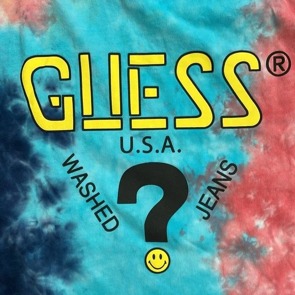 GUESS Tie-Dye T-Shirt - Blue, Pink, Gray - Picture 5 of 6